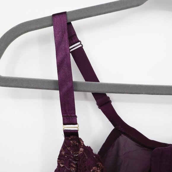 Cacique Lace Bra Womens 44DDD Purple Romantic Boudoir Lingerie Delicate Feminine - Picture 8 of 15